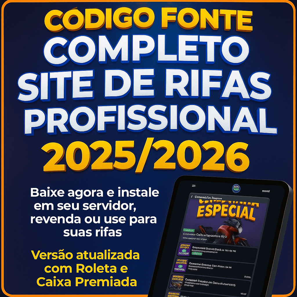 Rifa Pro 2025 2026 Código Fonte Completo do Site de Rifas Profissional